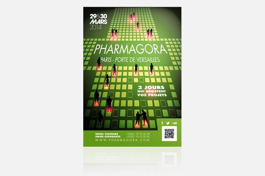 identité visuelle du salon Pharmagora 2014 - PHARMAGORA - Ynfluence - agence de communication globale Paris 